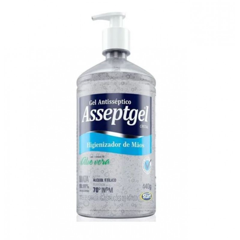 ÁLCOOL GEL - ASSEPTGEL - PUMP - 70% ÁLCOOL - FRASCO 420G/500ML